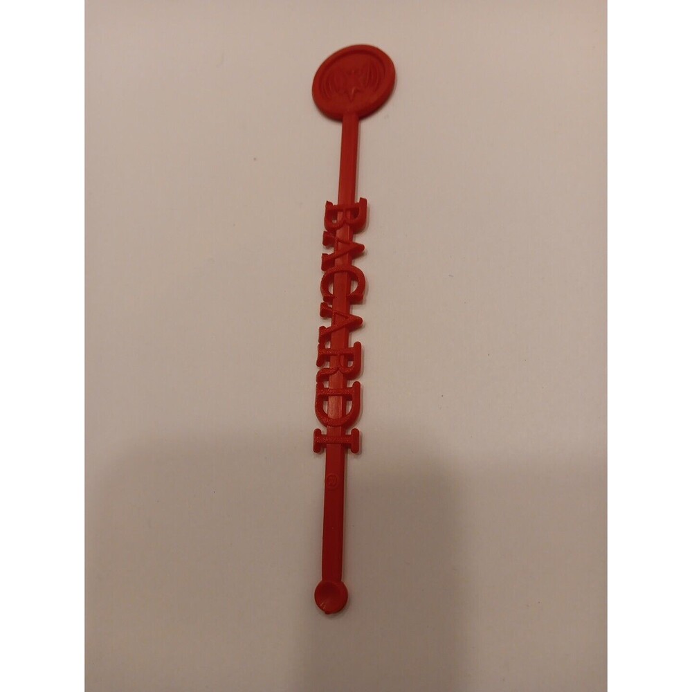 Bacardi Swizzle Stick Drink Stirrer Bat Logo Red San Juan Puerto Rico